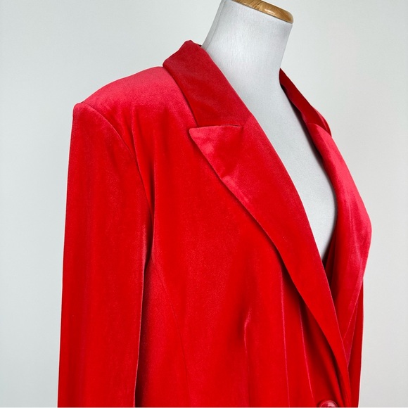 Lane Bryant Red Velvet Two Button Stretch Blazer Size 24 - Picture 7 of 14